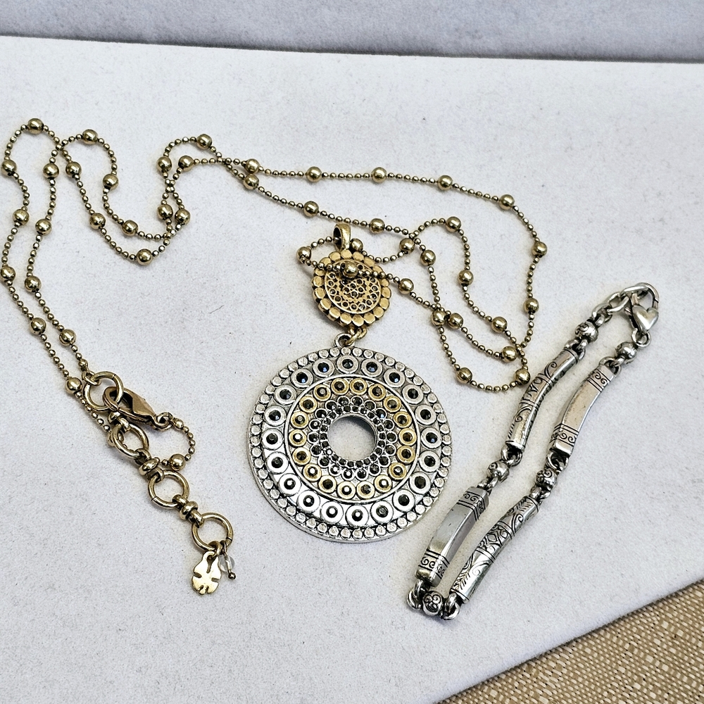 SET! Lucky Two-Tone Tribal Medallion Necklace & Brighton Marrakesh Bracelet SET!